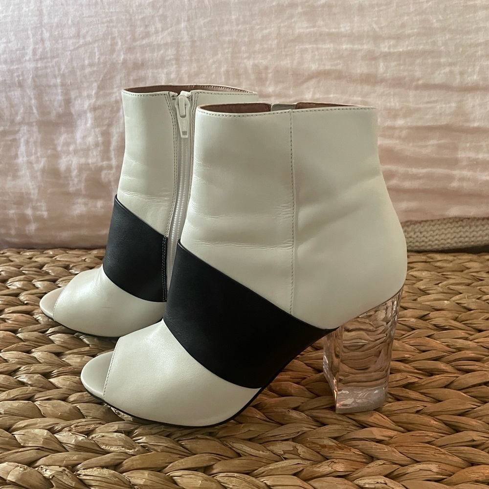 White leather ankle boots